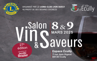 Retrouvez-nous au 27ᵉ Salon Vins & Saveurs d’Écully !